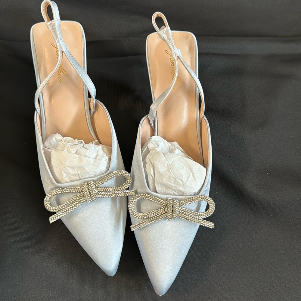 Gen Shuo rhinestone bow heels